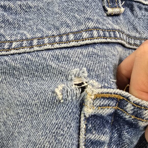 Carhartt Jeans Mens 38 X 30 Denim Relaxed Fit Medium Wash Straight Destroyed - Picture 9 of 11